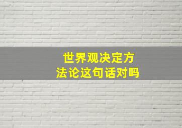 世界观决定方法论这句话对吗