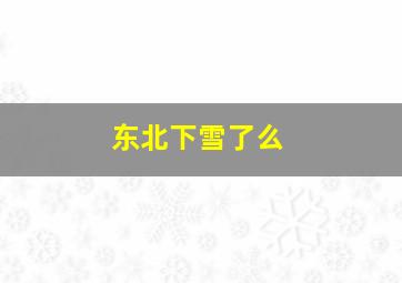 东北下雪了么