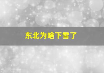 东北为啥下雪了