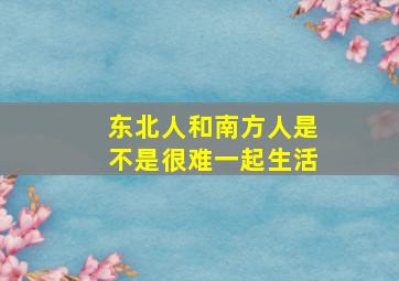 东北人和南方人是不是很难一起生活