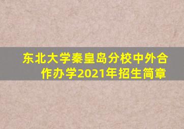 东北大学秦皇岛分校中外合作办学2021年招生简章