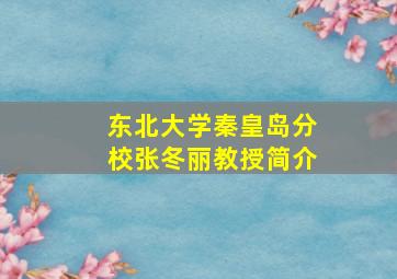 东北大学秦皇岛分校张冬丽教授简介