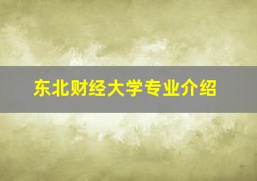 东北财经大学专业介绍