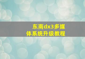 东南dx3多媒体系统升级教程