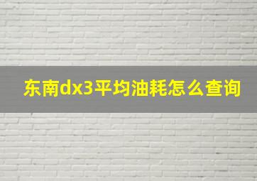 东南dx3平均油耗怎么查询