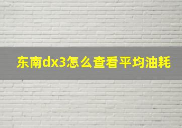 东南dx3怎么查看平均油耗