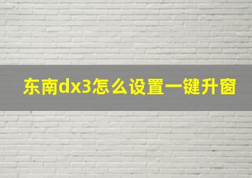 东南dx3怎么设置一键升窗