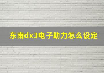 东南dx3电子助力怎么设定