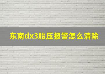 东南dx3胎压报警怎么清除