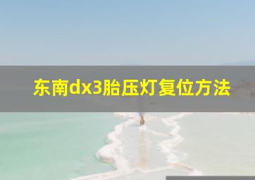 东南dx3胎压灯复位方法