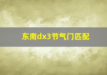 东南dx3节气门匹配