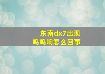 东南dx7出现呜呜响怎么回事