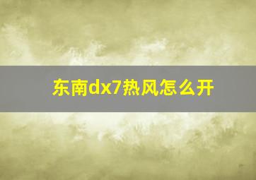 东南dx7热风怎么开