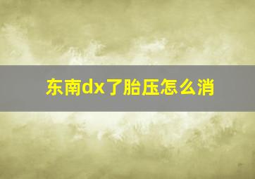 东南dx了胎压怎么消