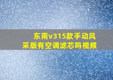 东南v315款手动风采版有空调滤芯吗视频