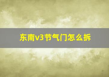 东南v3节气门怎么拆