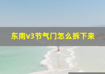 东南v3节气门怎么拆下来