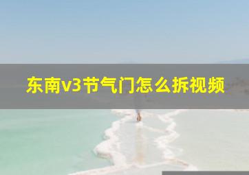 东南v3节气门怎么拆视频