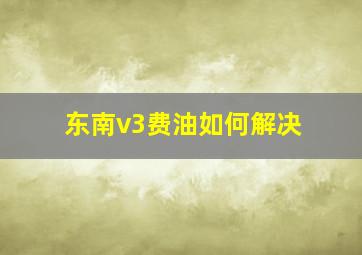 东南v3费油如何解决