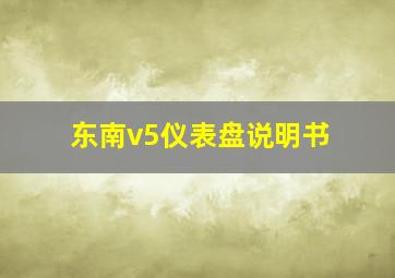 东南v5仪表盘说明书