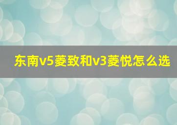 东南v5菱致和v3菱悦怎么选