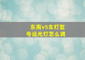 东南v5车灯型号远光灯怎么调