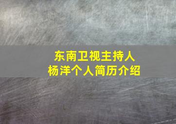 东南卫视主持人杨洋个人简历介绍