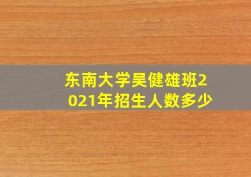 东南大学吴健雄班2021年招生人数多少