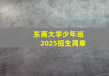 东南大学少年班2025招生简章