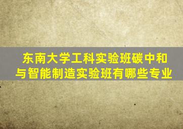 东南大学工科实验班碳中和与智能制造实验班有哪些专业