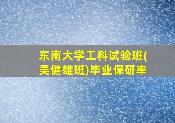 东南大学工科试验班(吴健雄班)毕业保研率