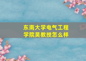 东南大学电气工程学院吴教授怎么样