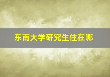 东南大学研究生住在哪