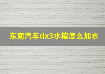 东南汽车dx3水箱怎么加水