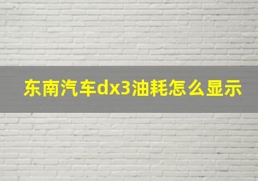 东南汽车dx3油耗怎么显示