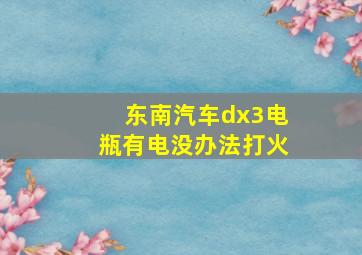 东南汽车dx3电瓶有电没办法打火