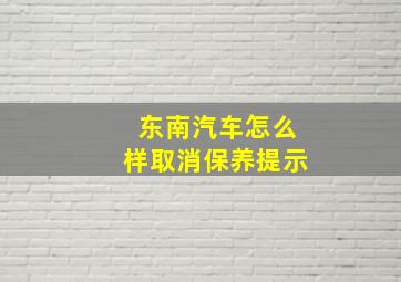 东南汽车怎么样取消保养提示