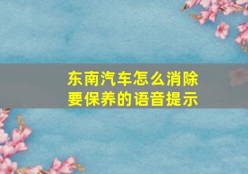 东南汽车怎么消除要保养的语音提示