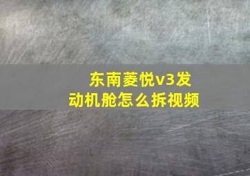 东南菱悦v3发动机舱怎么拆视频