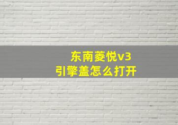 东南菱悦v3引擎盖怎么打开