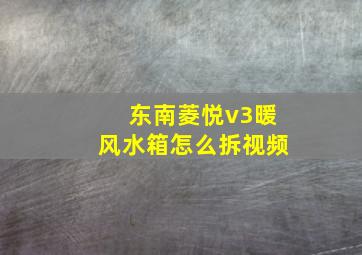 东南菱悦v3暖风水箱怎么拆视频