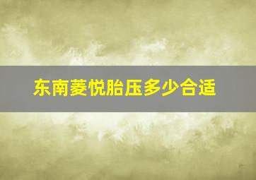 东南菱悦胎压多少合适