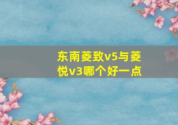 东南菱致v5与菱悦v3哪个好一点