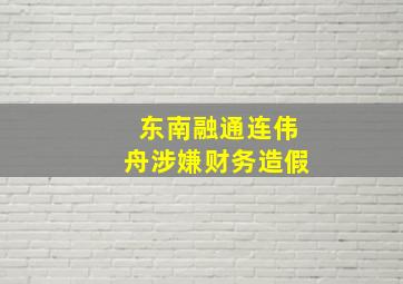 东南融通连伟舟涉嫌财务造假