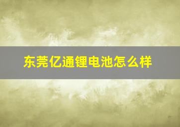 东莞亿通锂电池怎么样