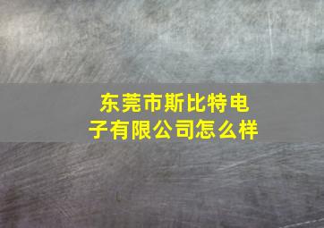 东莞市斯比特电子有限公司怎么样