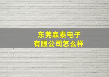 东莞森泰电子有限公司怎么样