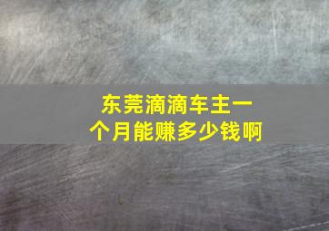 东莞滴滴车主一个月能赚多少钱啊