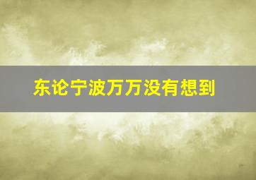 东论宁波万万没有想到