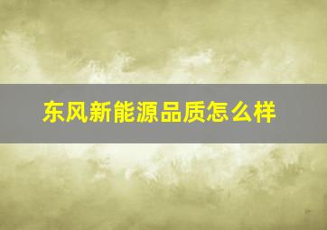 东风新能源品质怎么样